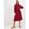 Vínové delší mikinové šaty s kapucí