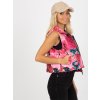 Růžová květinová krátká vesta