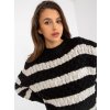 Černo-krémový volný svetr s pruhy