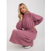 Růžové delší mikinové šaty s kapucí