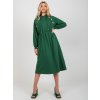 Tmavě zelené delší mikinové šaty s kapucí