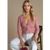 Světle růžový copánkový svetr RIGLA na knoflíky