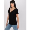 Černé dámské tričko s výstřihem s krajkou