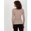 Béžové dámské tričko s dlouhými rukávy