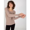 Béžové dámské tričko s dlouhými rukávy