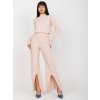 Světle růžové zvonové kalhoty s rozparkem