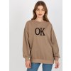 Tmavě béžová mikina s nápisem OK