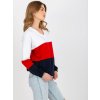 Trojbarevná dámská mikina - bílá/červená/modrá