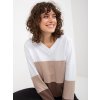 Trojbarevná dámská mikina - bílá/béžová/hnědá