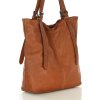 MARCO MAZZINI Hnědá kožená prostorná shopper kabelka