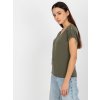 Tmavě khaki dámské tričko s výstřihem