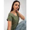 Khaki dámské tričko s výstřihem