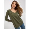 Khaki basic tričko s 3/4 rukávem