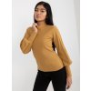 Béžové žebrované tričko s balónovými rukávy