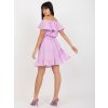 Světle fialové volné minišaty se šňůrkou v pase