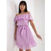 Světle fialové volné minišaty se šňůrkou v pase