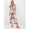 Světle růžový květinový overal s širokými nohavicemi