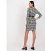 Černo-bílé mini šaty se vzorem a páskem (Velikost L)