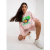Světle růžová dámská sportovní souprava kraťasů a mikiny