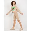 Béžová dámská sportovní souprava kraťasů a mikiny