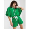 Zelený dámský krátký komplet kraťasů a mikiny
