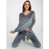 Šedá velurová souprava kalhot a mikiny s kamínky