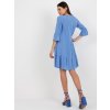 Světle modré volné minišaty s 3/4 rukávem