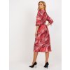Bordo vzorované midi šaty s 3/4 rukávem