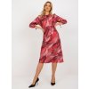 Bordo vzorované midi šaty s 3/4 rukávem