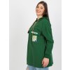 Tmavě zelená delší dámská mikina s kapucí