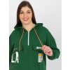 Tmavě zelená delší dámská mikina s kapucí