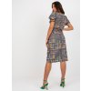 Khaki vzorované midi šaty s páskem