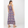 Fialové letní midi šaty se vzory (Velikost L)