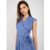 Zavinovací modré koktejlové šaty