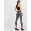 Tmavě šedé dámské džínové kalhoty s vysokým pasem