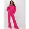 Tmavě růžová souprava s širokými kalhotami s rozparky a mikinou na zip