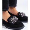 Dámské černé semišové mokasíny s ozdobou Potocki