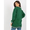 Tmavě zelená delší mikina s potiskem a výstřihem do V