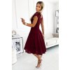 Bordó šifónové šaty s krajkovým výstřihem ALEXIS (Velikost S)