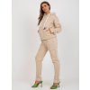 Béžová  dámská souprava mikiny s kapucí a tepláků
