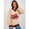 Béžová mikina bez kapuce s nápisem