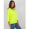 Neonově žlutá jednobarevná halenka s 3/4 rukávem