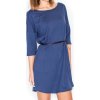 Šaty volného střihu s opaskem K335 Navy