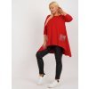 Červená asymetrická tunika s kamínky na kapsách
