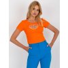 Oranžové krátké tričko s aplikací ve tvaru srdce