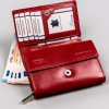 Rovicky Červená malá dámská kožená prošívaná peněženka V29