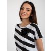 Bílo-černé pruhované triko s broží