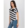Bílo-černé pruhované triko s broží
