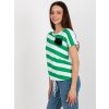 Bílo-zelené pruhované triko s broží