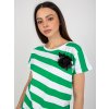 Bílo-zelené pruhované triko s broží